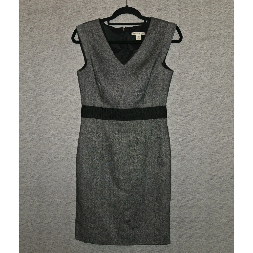 Banana Republic Wool Blend Dress Tweed V-Neck Size 4 Petite Comfort Stretch - Picture 2 of 9